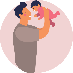 Mother lifting child up